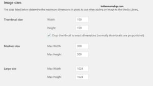 Wordpress media settings