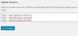 Update WordPress Ping Services