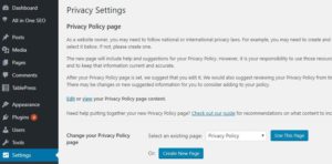 wordpress privacy settings